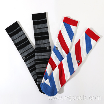 Super elastic jacquard tube compression socks with stripes